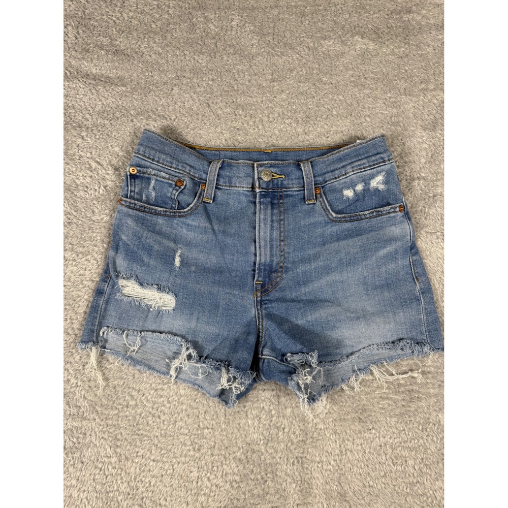 Levi's 501 Original Shorts Womens 27 Blue Distressed Frayed Hem‎ Denim Cutoff